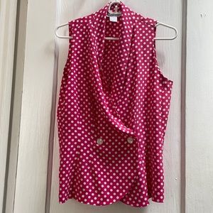 Pink and White Polka Dot Sleeveless Blouse